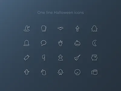 One line Halloween batman candy coffin dracula ghost grave halloween icons iconset knife pumpkin reaper scarecrow skull tomb witch zombie