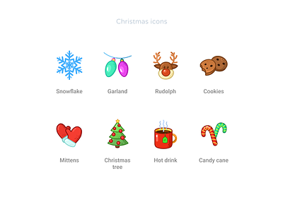 Free - Christmas Icons Pack 2020 2021 candy cartoon christmas cookies deer drink figma garland iconography icons icons design mittens new pack rudilph snowflake tree year