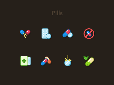Pills & Tablets Icons Set