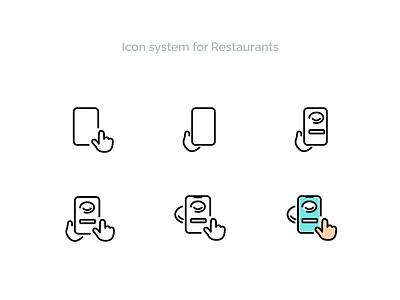 Icon system for Restaurants app design hands icons iconset lines menu mobile order order food process restaurant simple sketch stroke swipe symbol