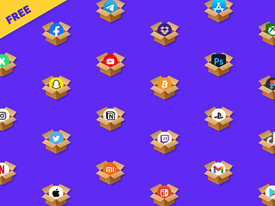 Free social unboxing icons 3d box brand design figma free freebie freebie figma gumroad icons iconscout isometric logos pack resource social ui8 unboxing