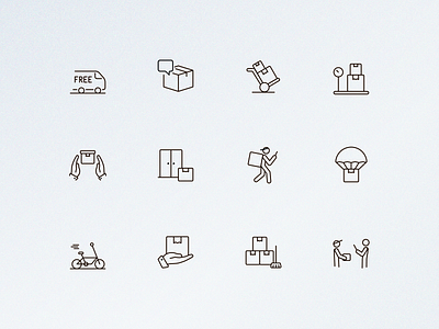 Fast Delivery Icons Pack bike box courier deliveri figma icons lift movers outline pack set shipping stroke svg