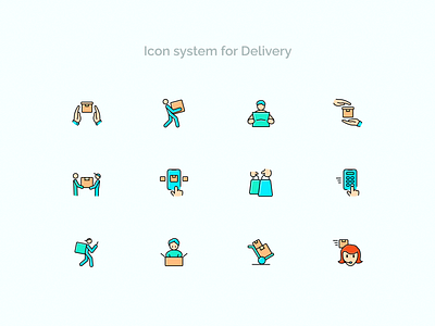 Icon system for Delivery courier delivery icondesigner iconography icons lineicons logistic outline icon parcel shipping shipping box
