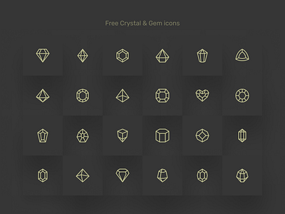 Free Crystals and Gemstone icons pack brilliant crystal figmadesign free freebie game gameicons gemstone hexagon icons item outline packaging polygon stroke vector