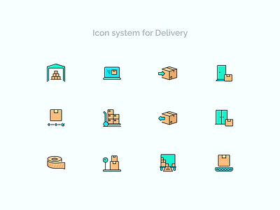 Icon system for Delivery delivery door elevator figmadesign hand icondesigner icons icons set logistics app management movers outline icons parcel service shipping shipping box truck vector