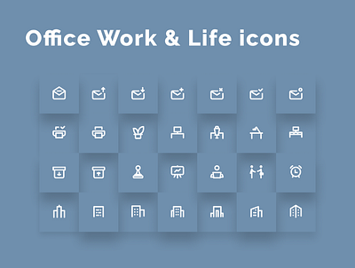 Office Work & Life icons coworker coworking employer figmadesign finance folders icondesign icons icons pack icons set mail money office outline stroke work workplace