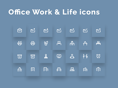 Office Work & Life icons coworker coworking employer figmadesign finance folders icondesign icons icons pack icons set mail money office outline stroke work workplace