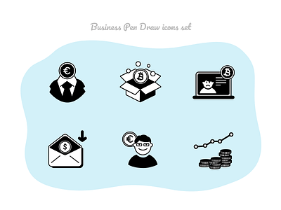 Business Pen Draw icons set #8