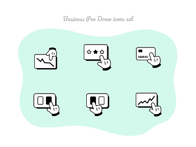 Business Pen Draw icons set #9