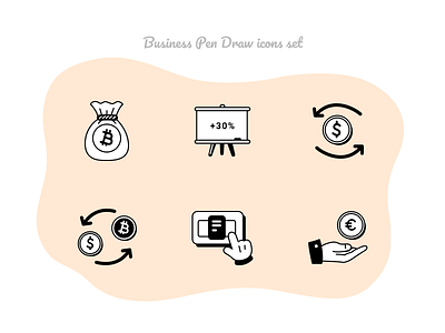 Business Pen Draw icons set #10 btc cash change currency eur figmadesign finance icons money payment usd