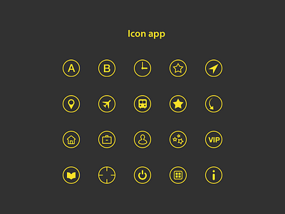 Icons for applications taxi auto cars icons lines new order point setting stars taxi user yellow