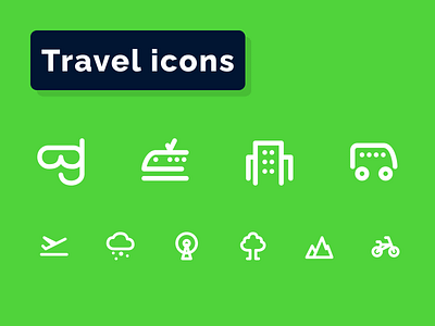 Travel Icons Set airplane airport beach flight hotel island journey tourism travel world