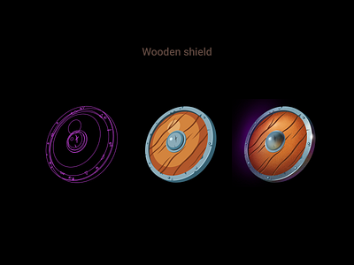 Wooden shield - process artwork game game design icons illustration illustrator item card items shield uidesign wooden