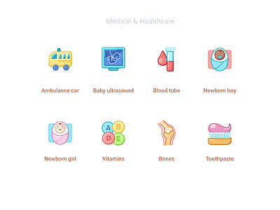 Medical & Healthcare icons set #6 ambulance baby blood bones clinic health care healthcare iconography icons medical newborn test tooth toothpaste tube ultrasound vitamins