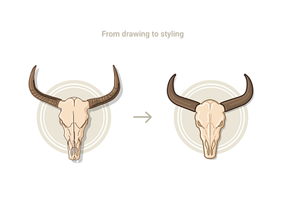 From drawing to styling abstract concept contour cow drawing form illustration illustrator skull styling vector