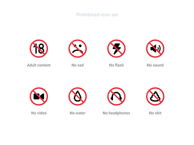 Prohibited icon set