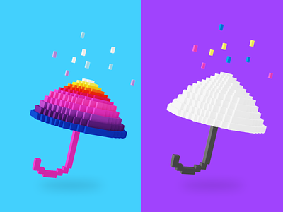 Voxel Art illustration - Umbrella 3d 3dart 3dpixel cubes icons illustraion pixelart rain unbrella voxel voxelart