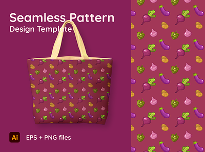 Theme starring Beep - Seamless Pattern artwork background bag beep eggplant food hop onion ornament pattern patterns potato chips seamless textile texture textured textures vegetables