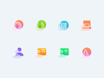 Frosted Glass Icons Set - part 8 design essential figma glass icons morphism soft ui vector