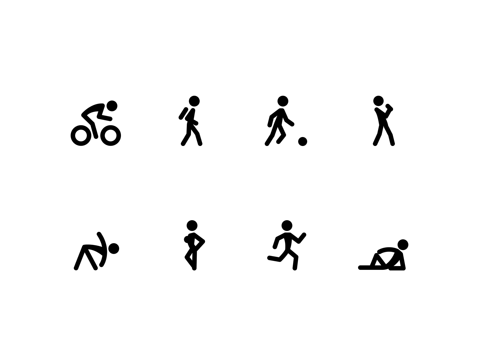 New people icons set bicycle figma fitness football game girl icons people pose pupil relax school sexy sing singer soccer sport streeptease ui vector