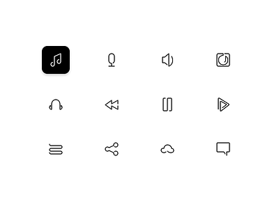 Replenishment of the set audio clean figma icons media minimal oneline onepixel strong ui uidesign vector video