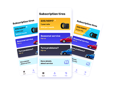 Subscription tires androiddesign app appdesign auto car iosdesign plan rate screen service subscribe tyre uidesign