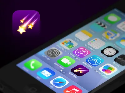 Icon for new secret app app bomb comet icon ios meteorit stars