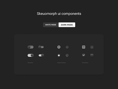 Free Skeuomorphic components for Figma (Dark theme) button checkbox community components elements figma figmadsign free freebie off on radio realistic shadow skeuomorphic skeuomorphism switcher ui uidesign webdesign