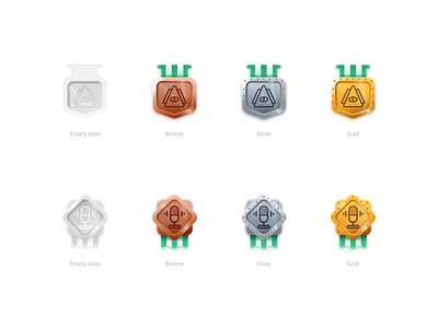 Achievement progress achievement award bronze figmadesign gold icon icondesign medal ribbon silver skeuomorphism uidesign vector