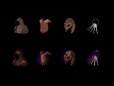 How I make icons 2dicons cloak design draw figma game hand item leather armor leather helmet lockpick photoshop process sketch sketchicons ui vector