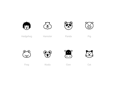 Animals avatars for notion animals avatar cat cow emoji faces frog hamster hedgehog icons koala notion panda pig