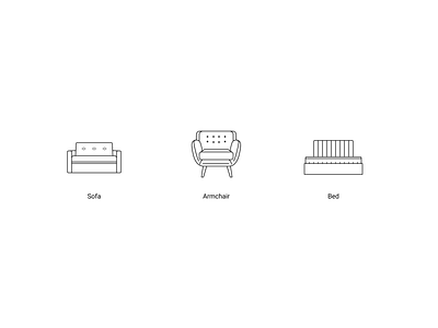 New furniture sketches armchair bed catalog figma furniture iconpack icons iconset magazine online outline shop sofa stroke vector