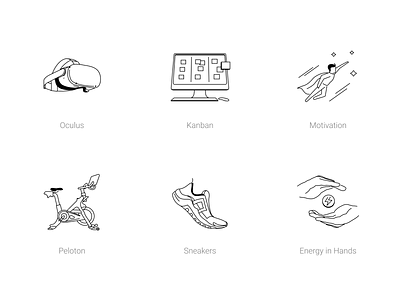 Outline icons - sketches canban design energy figma hands iconpack icons iconset motivation oculus outline peloton sketches sneakers sport tech vector work