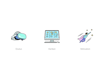 Outline icons - color sketches business draw figma iconpack icons iconset kanban landing motivation office outline page vr work