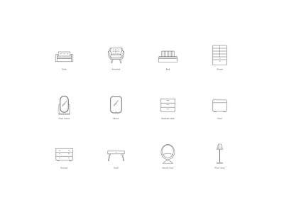 Furniture sketches design figma furniture home iconpack icons iconset interior outline sketch ui