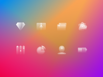 Glassy Icons Pack #3 alpha background clean design figma glass glossy gradient graphic design icon iconpack icons iconset opacity set sketch svg transparent ui vector