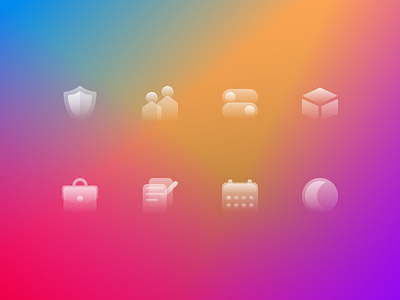 Glassy Icons Pack #4 background clean demo figma free glass gradient icon icons iconset opacity set ui vector