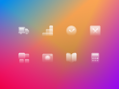 Glassy Icons Pack #5 clean design figma glass icon icons iconset iconspack opacity shine transparent ui