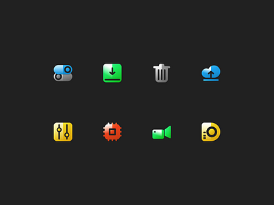 Shining Software Icons Set app design electronic figma icon icons linus macos os preferences retro soft software system tech ui vector ware windows