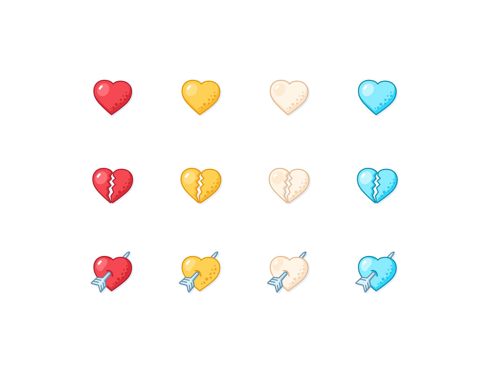 Collection of hearts broken cartoon collection cure day draw figma heart icon icondesign icons illustration love sex sketch symbol target valantine vector