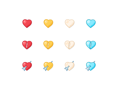 Collection of hearts broken cartoon collection cure day draw figma heart icon icondesign icons illustration love sex sketch symbol target valantine vector