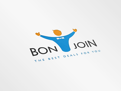 Bon Join best blue bon deals happy join. service logo man people welcome