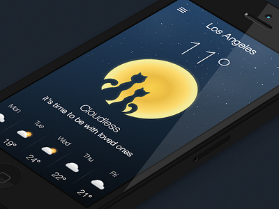 it's time to be (Weather app) app cats clean cloud dark moon nights time weather