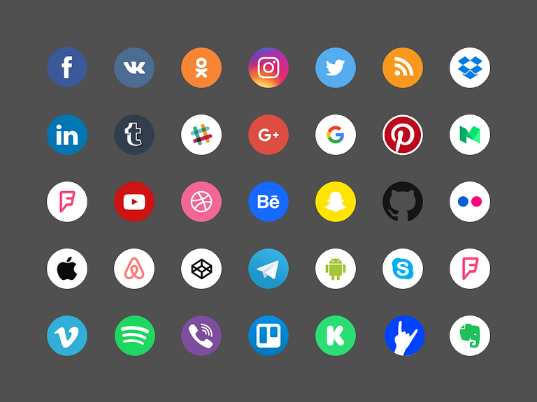 Free Social Icons by Rengised on Dribbble