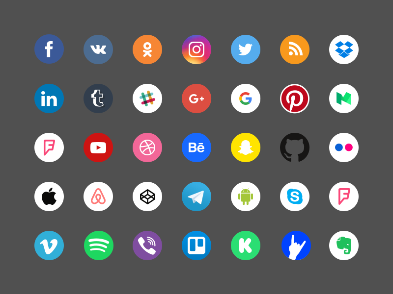 Free Social Icons by Alex Martinov - Dribbble