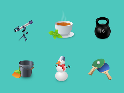 Icons set for weather app #2 app bucket hot icons set sketch snowman tea telescope vector weather weight