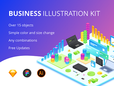 Business Illustration Kit V1 business constructor designer figma icons illustration kit objects parts