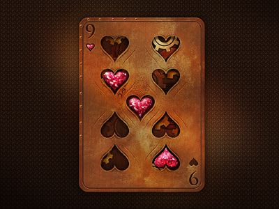 Steampunk Card 14 card collection deck gold hearts love metall play red romantic rust steam steampunk