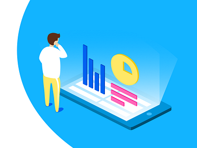 Illustration of mobile analitycs analitycs android dashboard ios isometric metric mobile monitoring stat vector