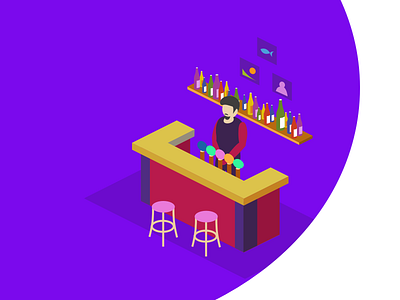 Illustration about bar alco bar barman beer icon isometric magazine people sales shop store vector